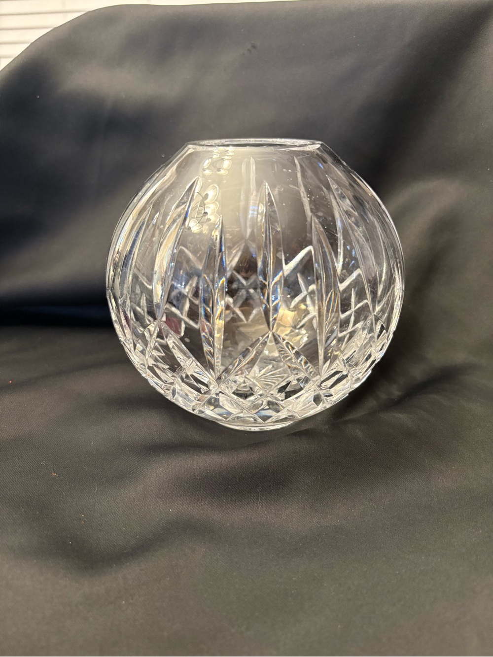 Waterford Clear Cut Crystal Globe Vase with small chip